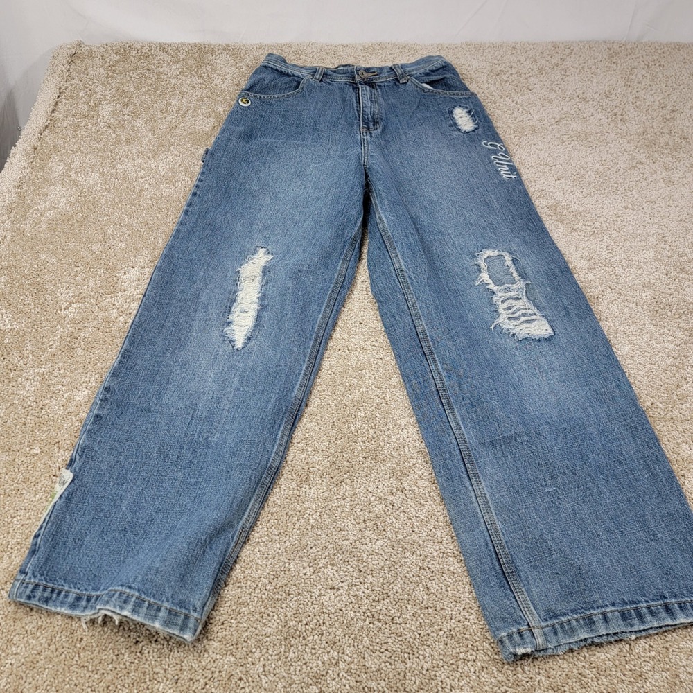 G Unit Wide Leg Jeans Distressed Denim Y2K Baggy Pants Women's Size 14